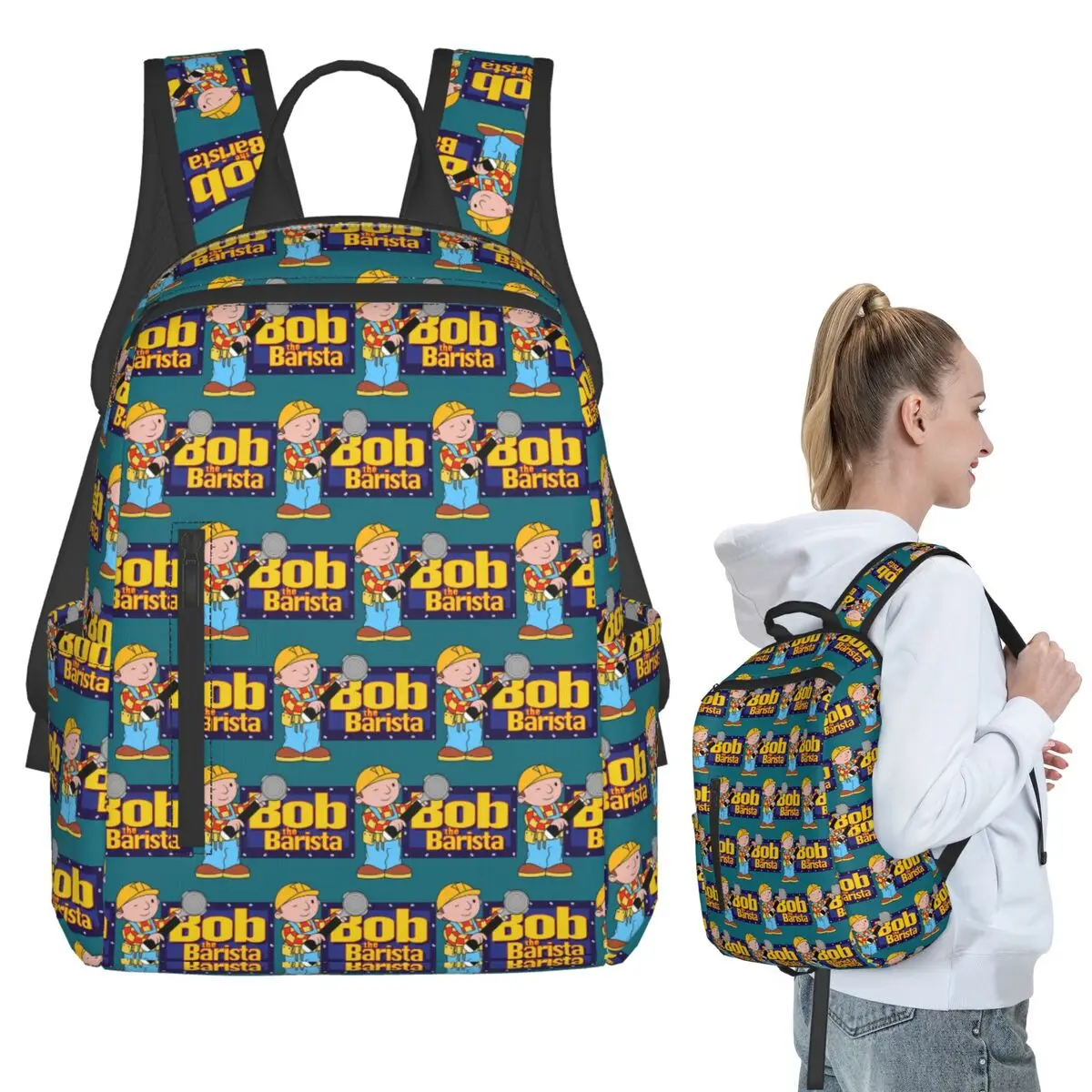 

Bob The Barista... Backpack Student BookBag Kids School Bag Computer Shoulder Bags Men Women