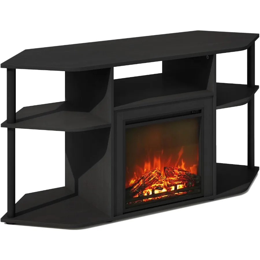 Jensen Chimenea Soporte para TV sin calor Diseño de chimenea eléctrica decorativa para sala de estar Características Almacenamiento con estante abierto Compati