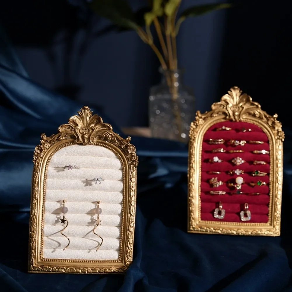 

Vintage Jewelry Storage Shelf Home Decoration Display Cabinet Velvet Earring Ring Shelves Wear-resistant Space Saving