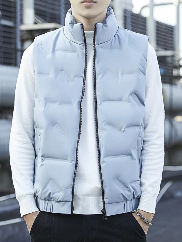 

Winter New Arrival FoE down Vest ex Casual Sle Du down Warmth Vest Zipper Closure Stand Fit Pure Color Outerwear