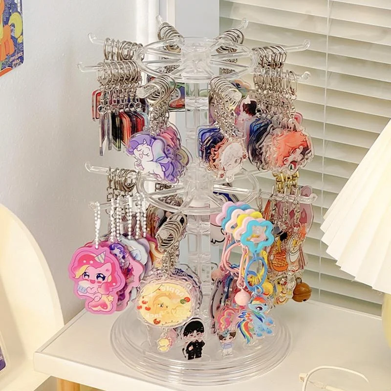 Rotatable Acrylic Display Stand Keychain Jewelry Bracelet Necklace Earring Multi-layer Plastic Showcase for Personal Collection