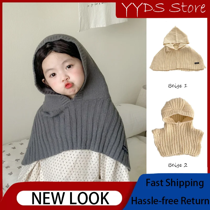 

Children's Hat Scarf One Cap Knitted Windproof Scarf Shawl Cap Baby Woolen Balaclava Hat