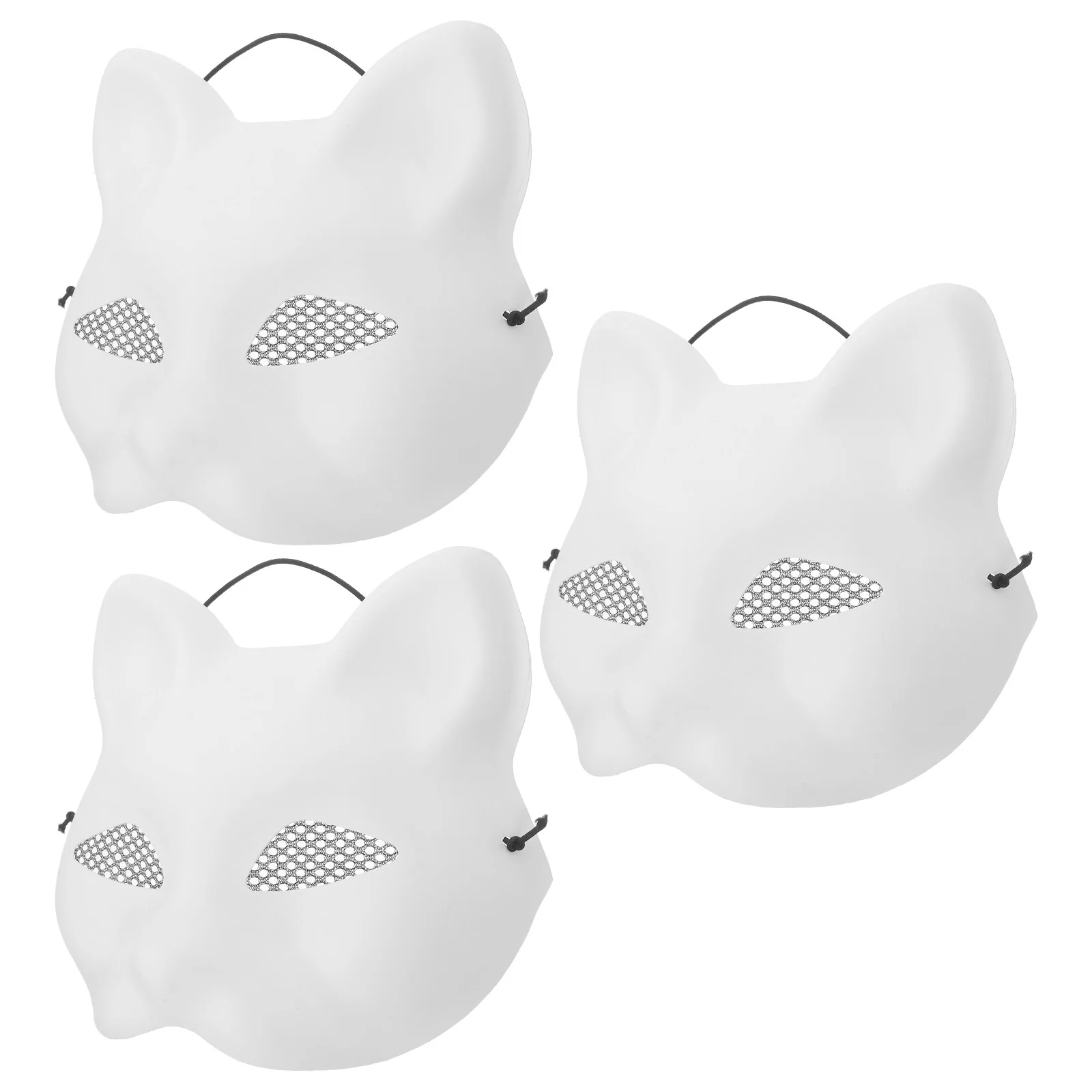 3 Pcs Fox Mask Blank Masks For Women Masquerade Supplies Face Prom DIY White Pvc Paintable Child Miss