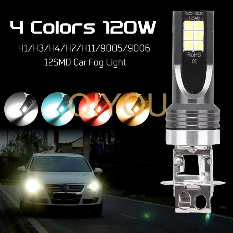 

2Pcs H4 H7 9005 9006 H1 H3 12LED-3030SMD Canbus LED Bulb Car Led Fog Driving Lamp Light 12V 6000K