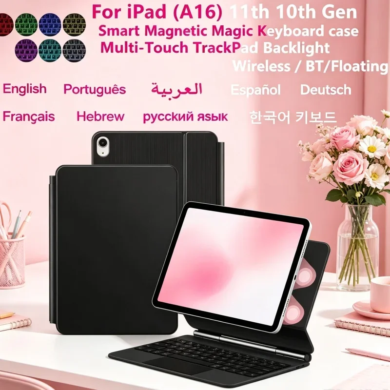 Wireless Keyboard Case for iPad 11th 11 Backlight Trackpad Bluetooth Combo for iPad 10th Generation 10.9