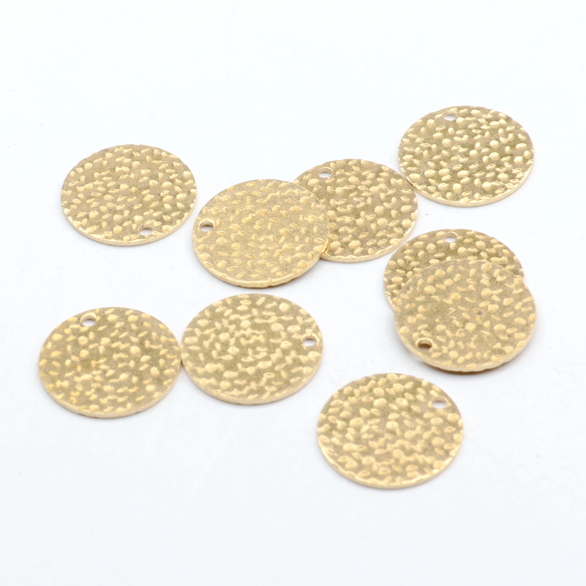 Hammered Brass Charms,Coin Shaped  connector,Findings Accessories For Diy Earrings Necklace Bracelet DIY Making,Jewelry Supplies