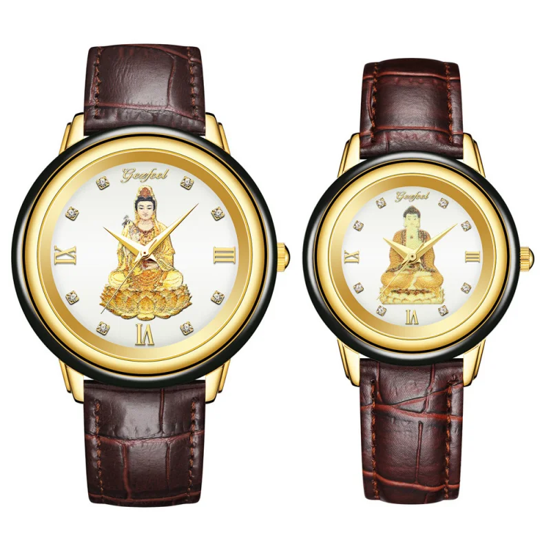 Natural Hetian Jade Watch Factory Direct Sales Live Stream Kuaishou Hot Selling Buddha and Guanyin Couple Watch