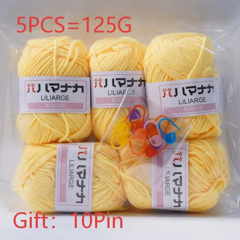 

5pcs Soft Milk Cotton Knitting Yarn Set Multi Color Handmade Knitting Cotton Yarn For DIY Crochet Scarf Sweater Hat Doll Craft