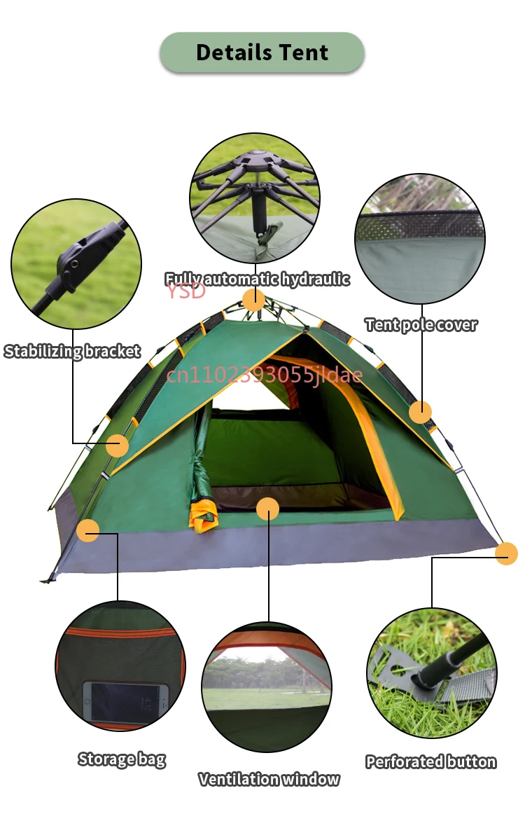 Automatic Fishing Tent Water Proof Out Door Family Sunscreen Multi Person Camping Tent for 2 Person
