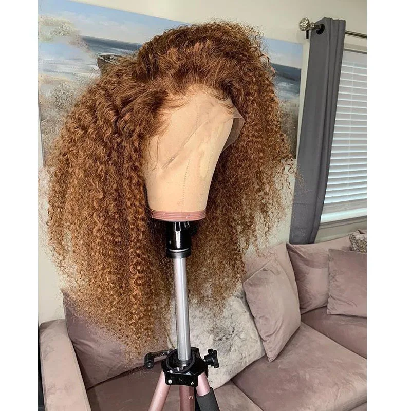 لينة براون شقراء 180 الكثافة 26 "طويل غريب مجعد عميق الدانتيل شعر مستعار أمامي للنساء السود شعر الطفل شعري طبيعي قطعها يوميا