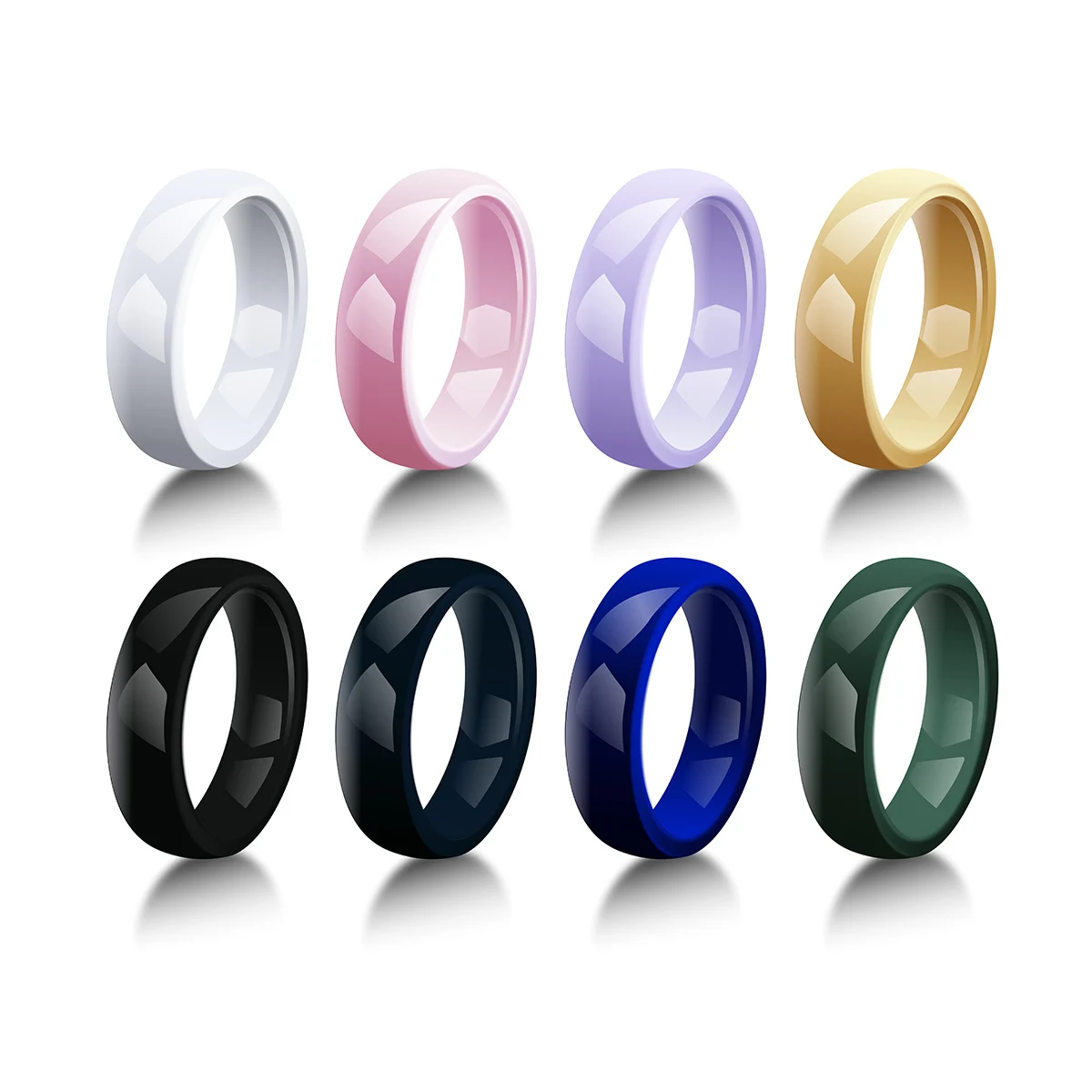 PINANNIE 6mm Ceramic Ring Unisex Women Men Plain Wedding Band Black White Green Blue Purple Glossy Promise Matching Ring