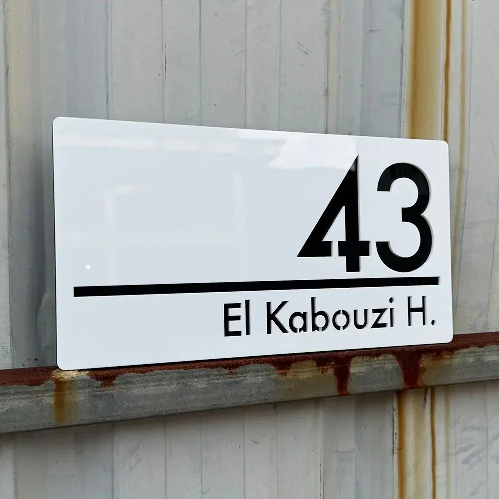 Placa de puerta de letrero de número de casa personalizada, placa de dirección cortada con láser acrílica 3D, decoración de casa familiar