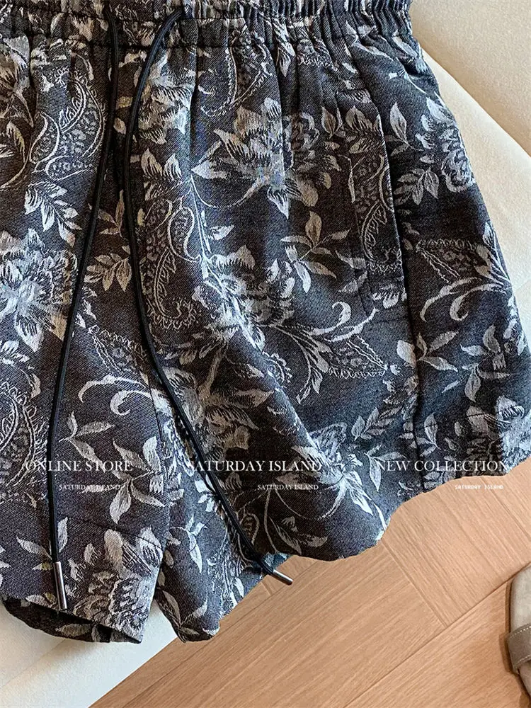 Shorts elegantes com cordão para mulheres verão nova moda solta e versátil casual