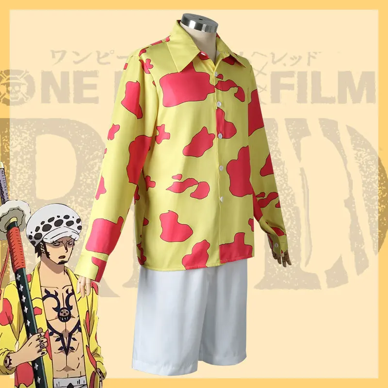 ONE PIECE RED Theater Trafalgar Shirt Cosplay Costume Jacket Halloween Personality Trend Performance Costume Shirt Shorts