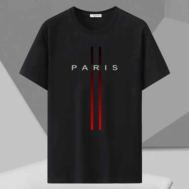 110-180 キロメンズ Tシャツルーズフィットフルコットンラウンドネック半袖 Tシャツカジュアル通気性快適なプリントトップ男性服