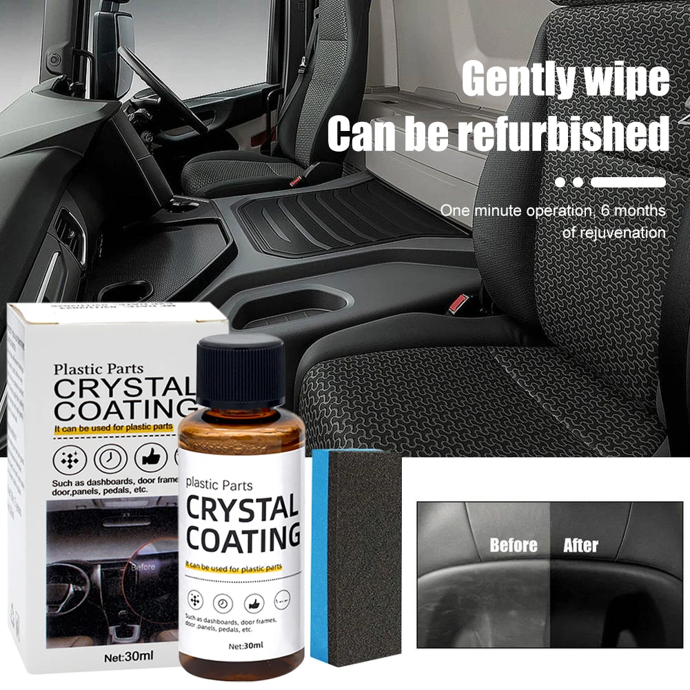 30/60ml Plastic Restorer for Car Easy To Use Plastic Part Refurbishment Crystal Coating Refurbish Agent with Sponge Long Lasting