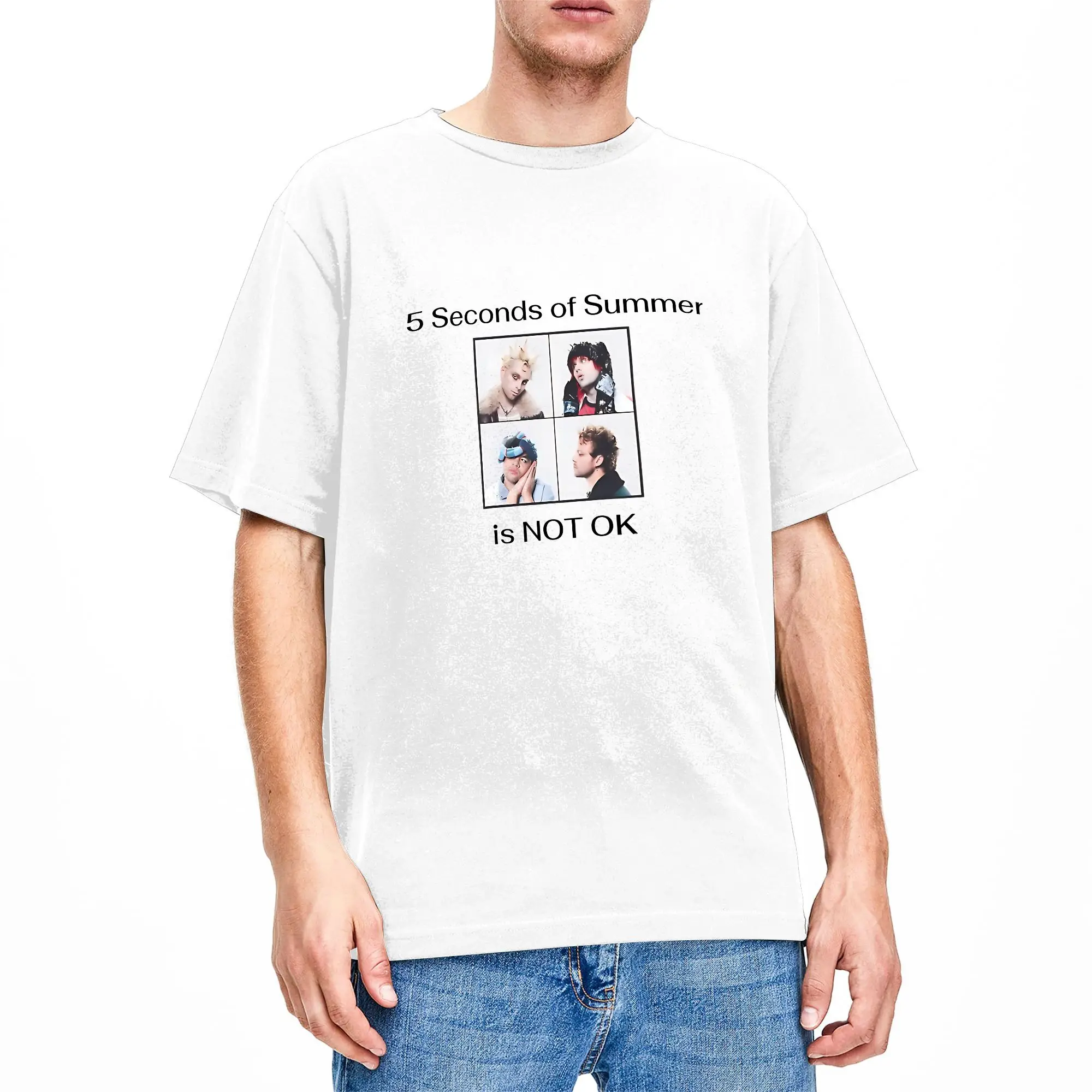 5 S-Seconds of S-Summer Band T-Shirts Retro Music Vintge Band Cotton Tee Shirt Crew Neck Short Sleeve T Shirt Plus Size Clothing
