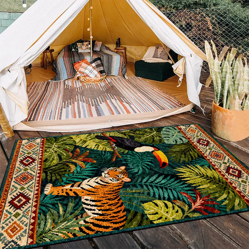 Hot Selling Tropical Rainforest Decorative Carpet, Terrace Thickened Wear-resistant Carpet, Living Room Sofa Coffee Table Carpet