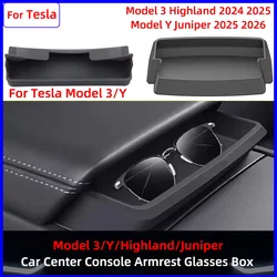 Model Y Juniper Central Armrest Storage Box Car Glasses Phone Storage Case Multifunction for Tesla Model 3 Highland Accessories