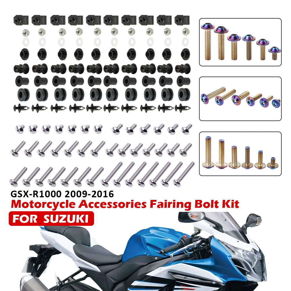 For SUZUKI GSX-R1000 2009-2016 K9-K16 Motorcycle Stainless Complete Bodywork Fairing Bolt Kit Screws Clip