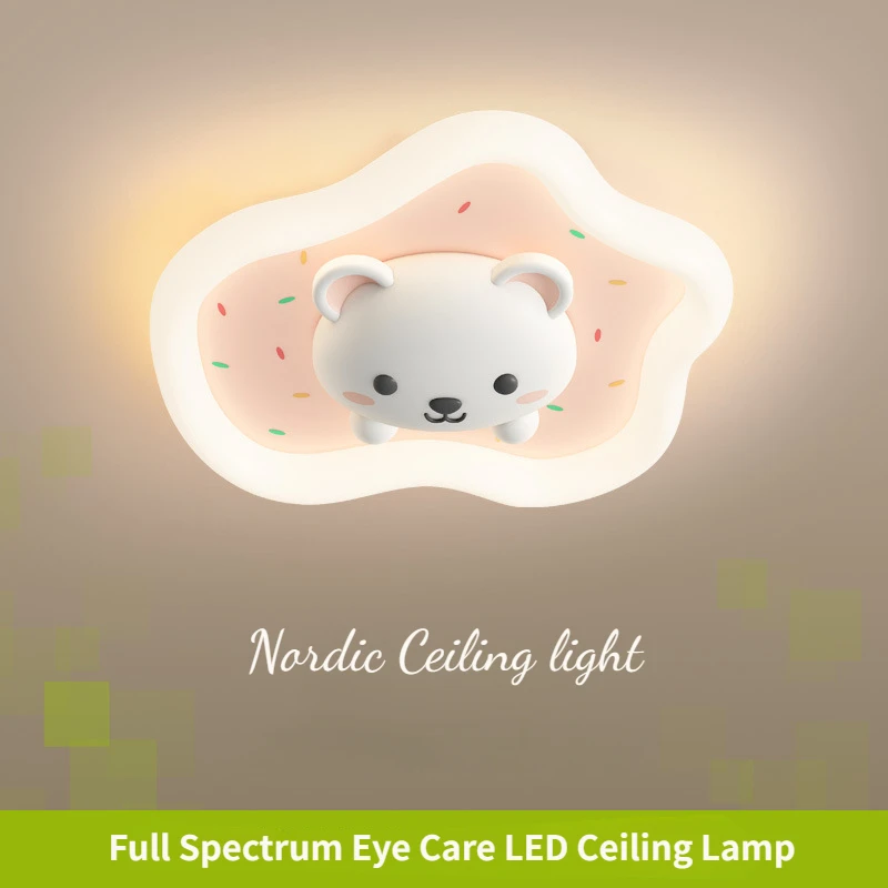 

Full Spectrum Eye Care LED Ceiling Lamp for Children's Bedroom Foyer Art Decor Appliance Animal Blue Pink Bear Iron Modern Light