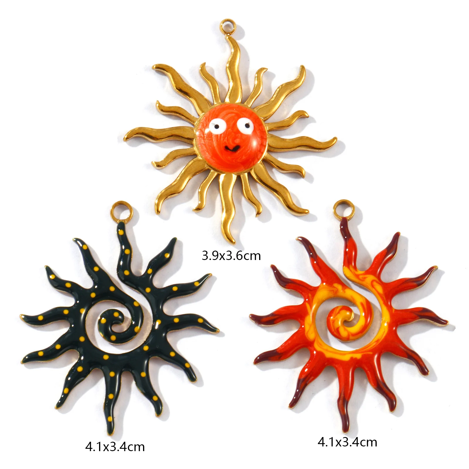 2 PCs Waterproof 304 Stainless Steel Galaxy Charms 18K Gold Plated Sun Pendants For DIY Necklace Earrings Jewelry Making Finding