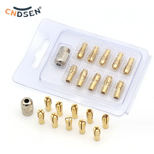 0.5-3.2mm Mini mosiężna tuleja zaciskowa uchwyt wiertarski M7/M8 nakrętka elektryczny zacisk do szlifowania Dremel akcesoria do narzędzi obrotowych