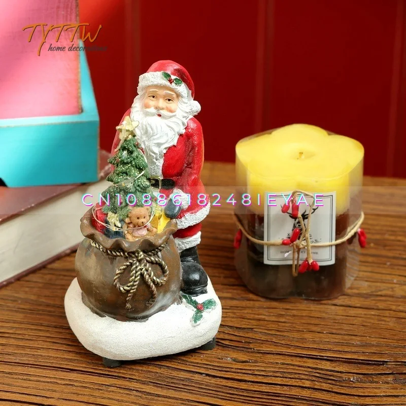 Santa Claus Character Doll Delivering Gifts Holiday Gift Resin Atmosphere Decoration Home Decoration Ornaments