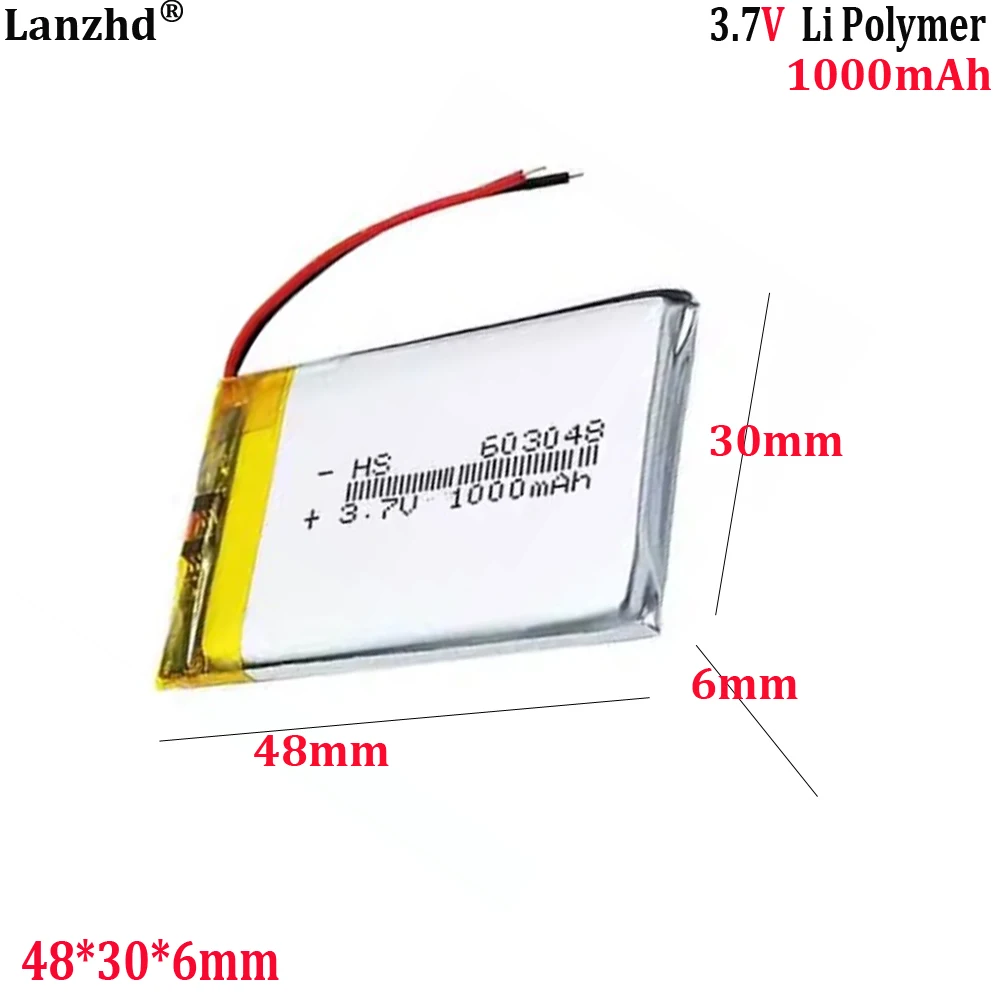 

3.7V polymer lithium battery 603048 1000mAh For massager humidifier story machine early education machine reading machine