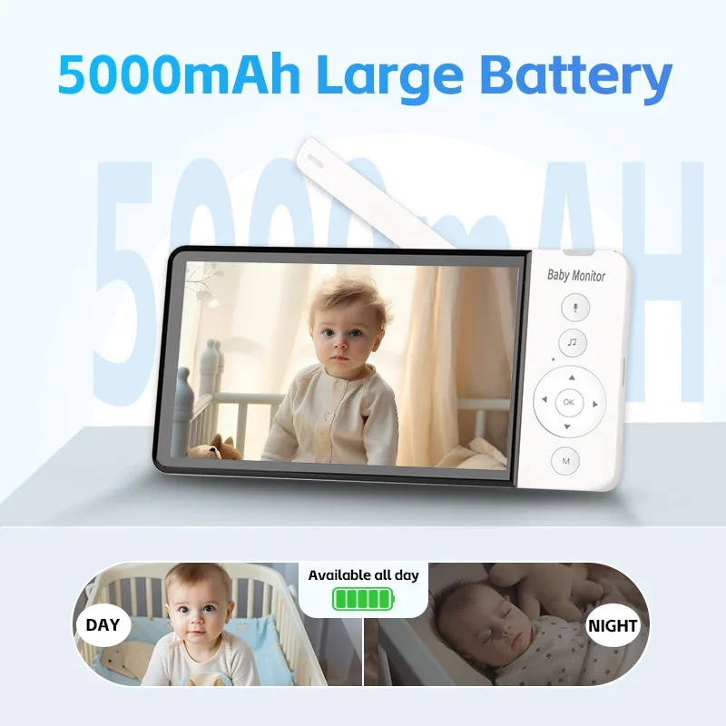 2024 Cute Portable 5-Inch Smart Wireless Mini Baby & Pet Video Monitor Electronic Security Camera with Cute Design