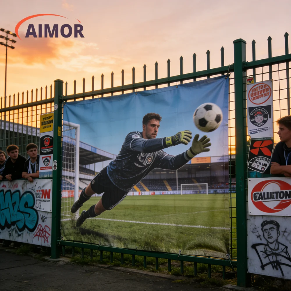 AIMOR - Lona de PVC Personalizada, Impermeable, para Cercas, Estadios, Exteriores, con Impresión de Logotipo Publicitario