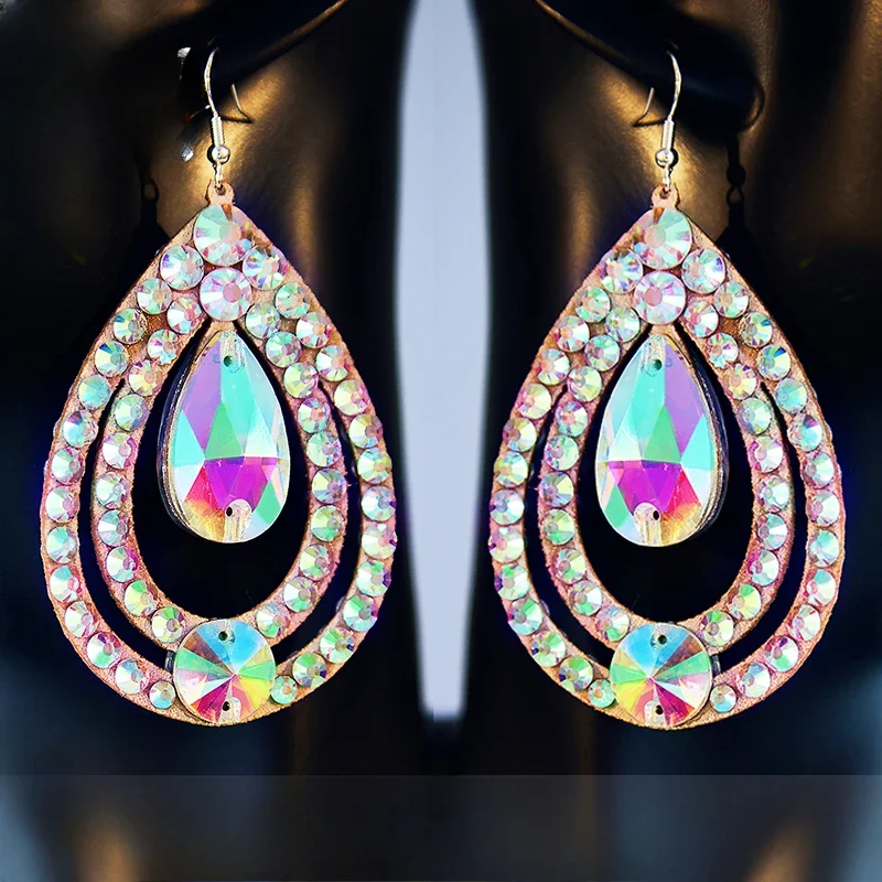 Handmade Rhinestone Belly Dancing Earrings