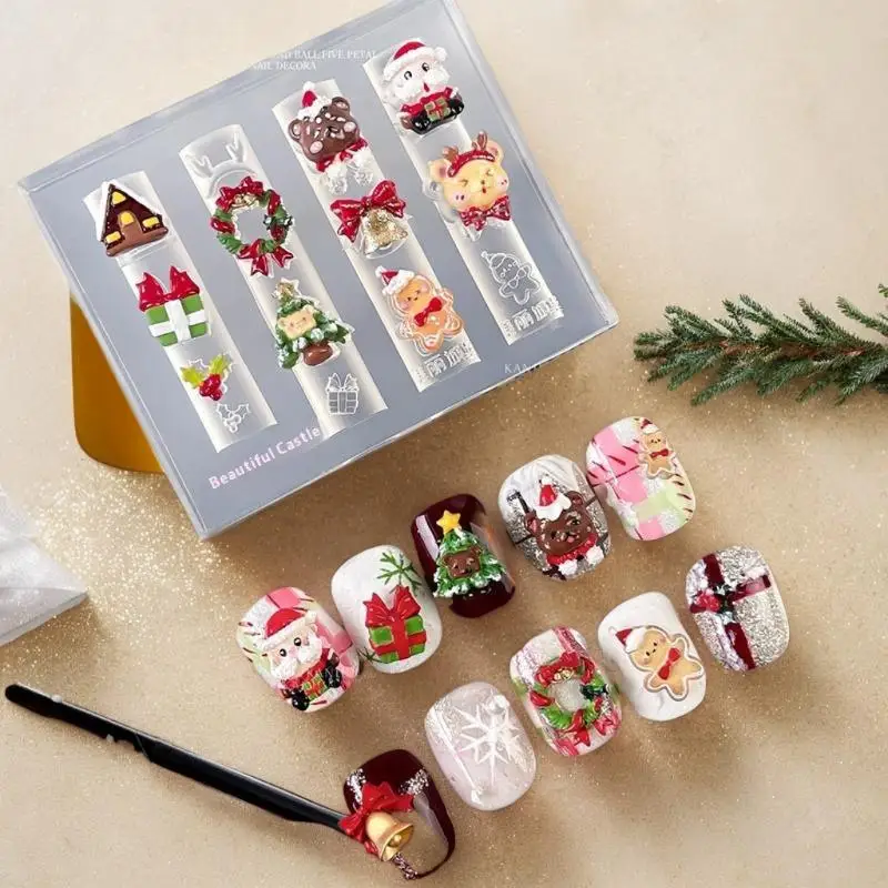 แม่พิมพ์ซิลิโคน 3 มิติ ลายตุ๊กตาหิมะ ต้นคริสต์มาส และซานตาคลอส สำหรับตกแต่งเล็บในเทศกาล จำนวน 1 ชิ้น