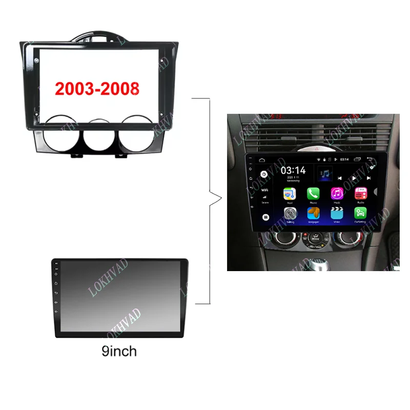 9 INCH 2 Din Car Stereo Radio Fascia for Mazda RX-8 RX8 2003-2011 Dashboard Video DVD Player Panel Frame Mounting Trim