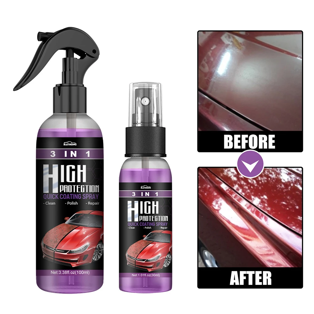 

3 IN 1 Coating Wax Polishing Spray 30ml/100ml Protection Ceramic Coating Nano Spray Plastic Refresh Fast Fine Scratch Repair