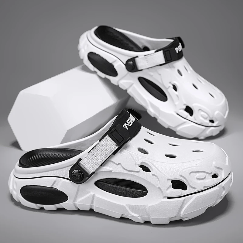 Men's Slippers EVA Hole Mens Mules Non-Slip Slippers Thick Soft Platform Slide Fashion Comfortable Men's Sandals Summer Shoes