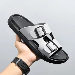 Slippers Men 2024 Outdoor Indoor High Quality Fashion Casual Classic Two Buckle Men Women Unisex Slides