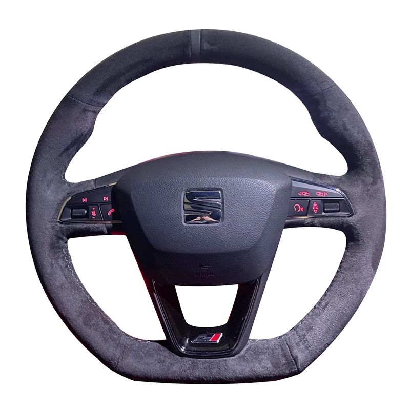 Braid Car Steering Wheel Cover Suede Leather Steering Wrap Car Accessories For Seat Leon Cupra R Leon ST Cupra Leon Ateca FR