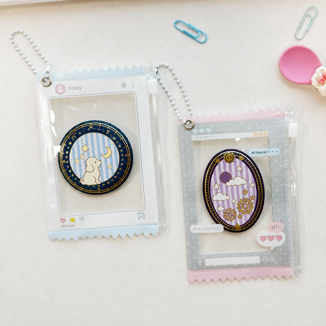 PVC Zipper Card Holder Decorative Clear Window Card Case 3 Inch Card Holder 3 Inch For Daily Storage Daily Display Instax Photos