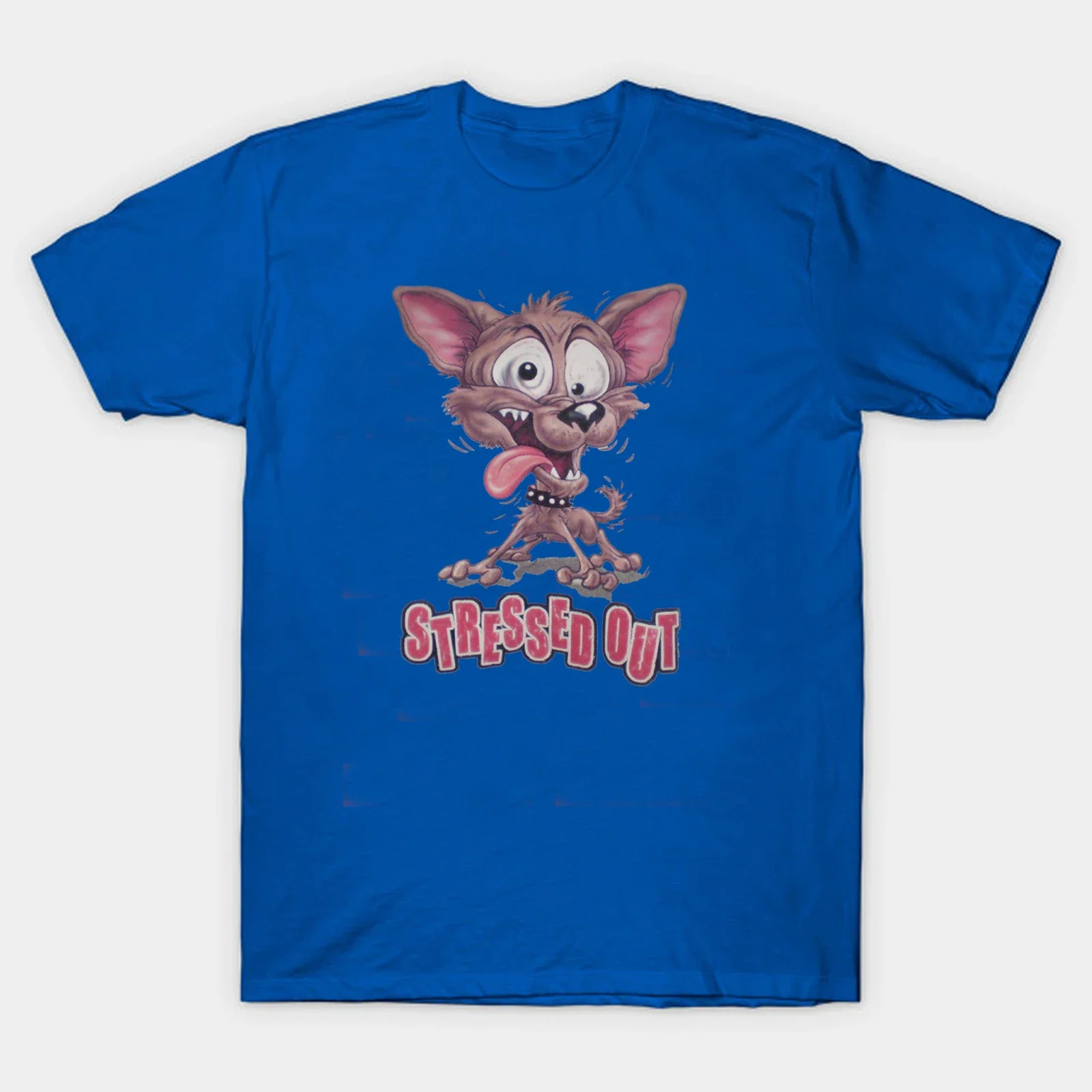 Funny Stressed Out Dog Cartoon Graphic Printed T-Shirt. Summer Cotton Short Sleeve O-Neck Mens T Shirt New S-3XL