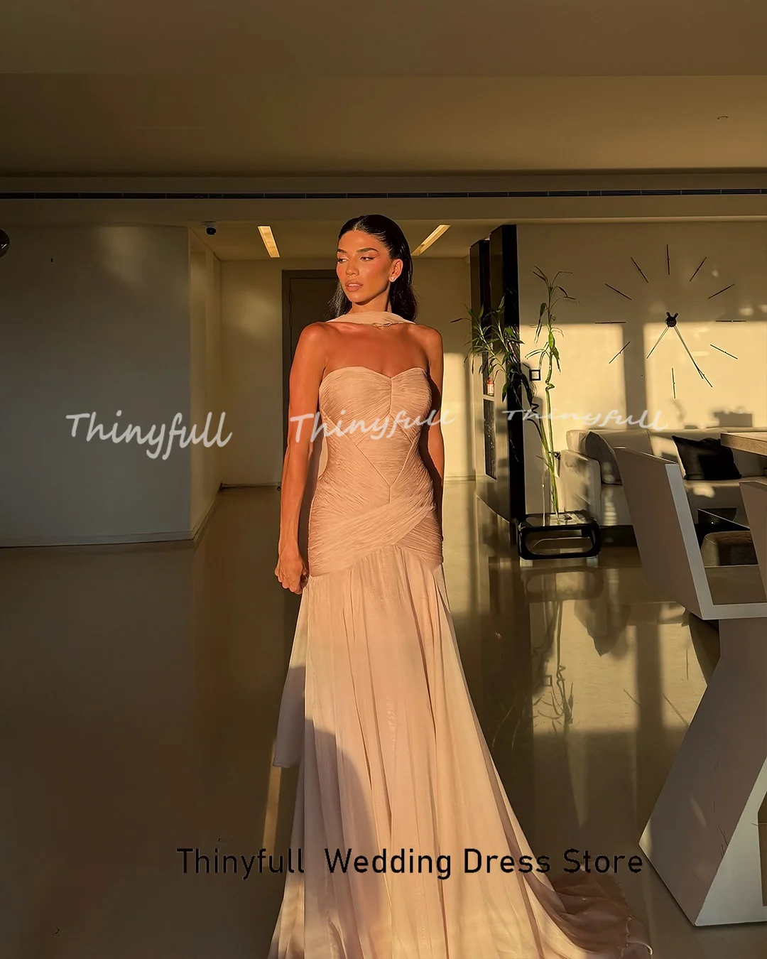 Thinyfull sirène 2025 robes de bal chérie sans manches en mousseline de soie arabe robe de soirée longue robe robes de soirée personnalisé