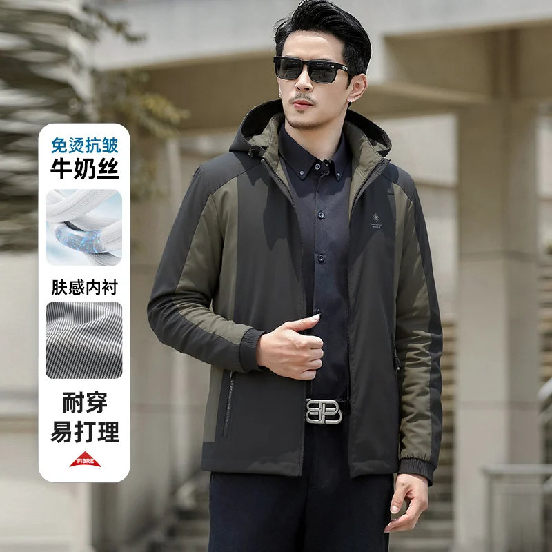 

Fashion Jacket Male Baseball Jackets Camping Outerwear Man Clothes Male Removable Hooded Jackets Autumn Men Casual Windbreaker