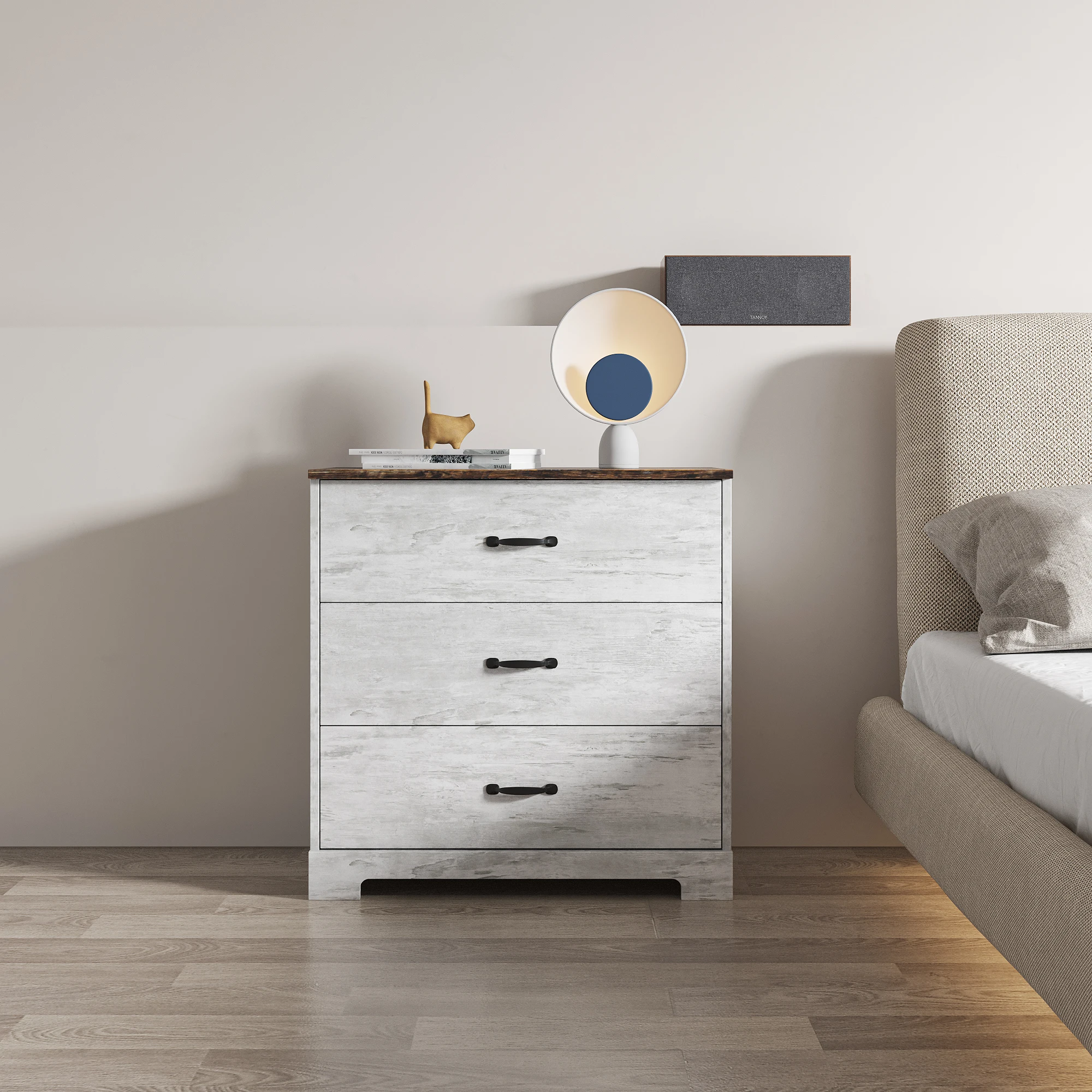 [Flash Sale]Modern Simple Nightstand 3-Layer Chest of Drawers Bedside Table[US-Stock]