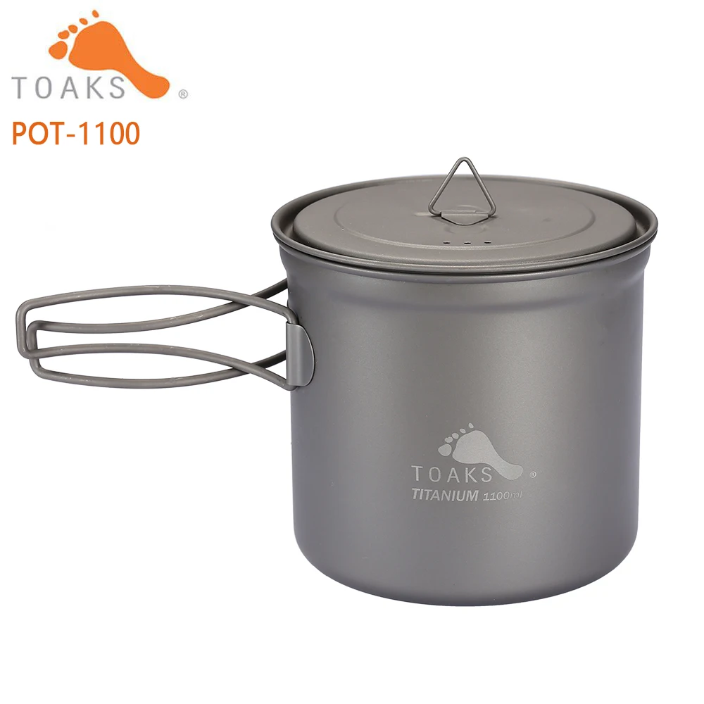 

TOAKS POT-1100 Ultralight Titanium Pot cup Outdoor Camping Bowl with Lid Portable Titanium Cup 1100ML