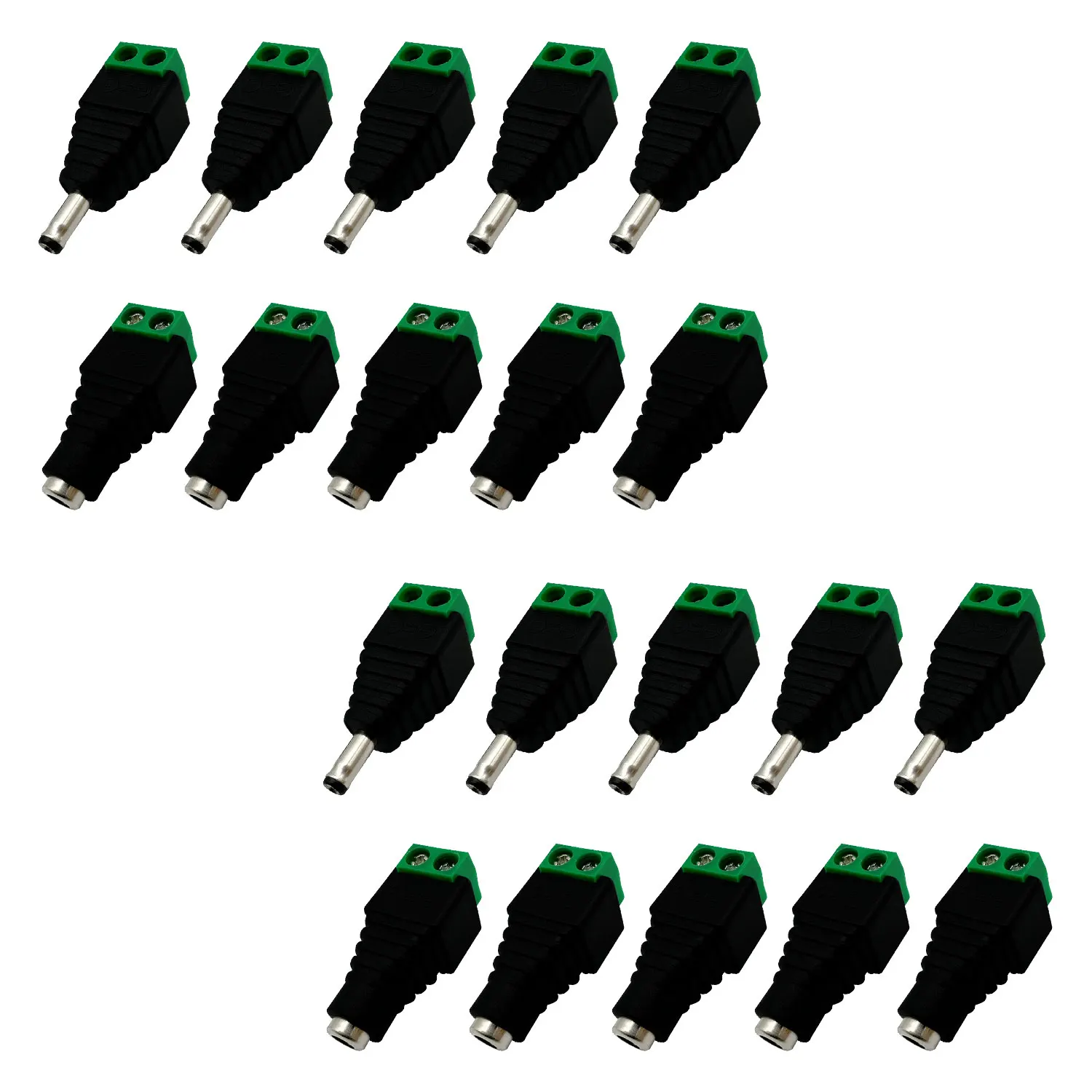 20pcs set DC3.5x1.35mm Power Connector Plug and Jack Set, High Quality Solderless Male and Female Terminals for LEDs/Electronics