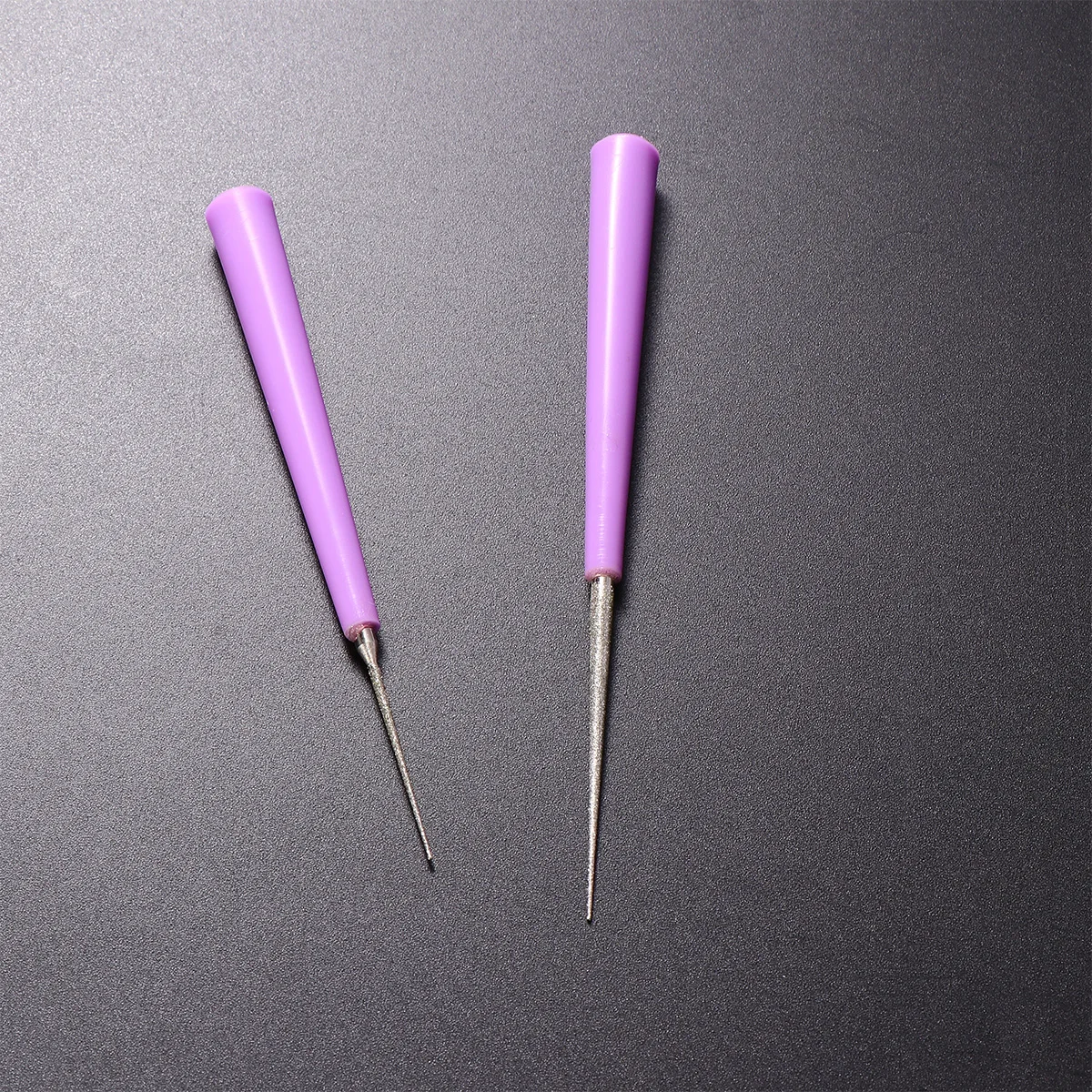 

2 Pcs Bead Hole Reamer Needle Opener Drill Puncher Pearl Beads Craft DIY Tools (Violet) hole opener bead reamer set