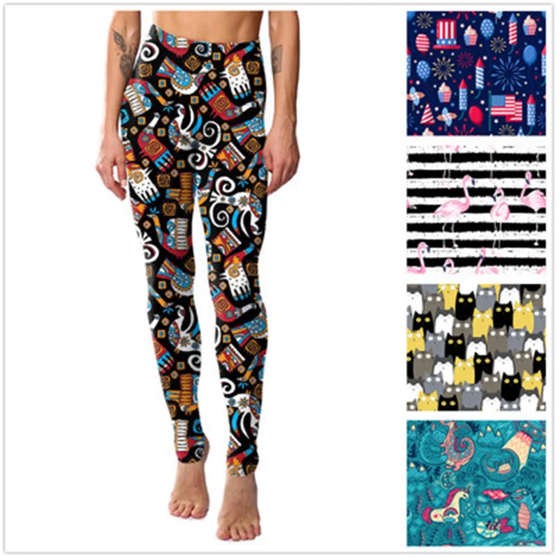 Persönlichkeit digital print leggings yoga sport hosen lift gesäß dünne körper atmungs schlank anti-silk neun cent hosen