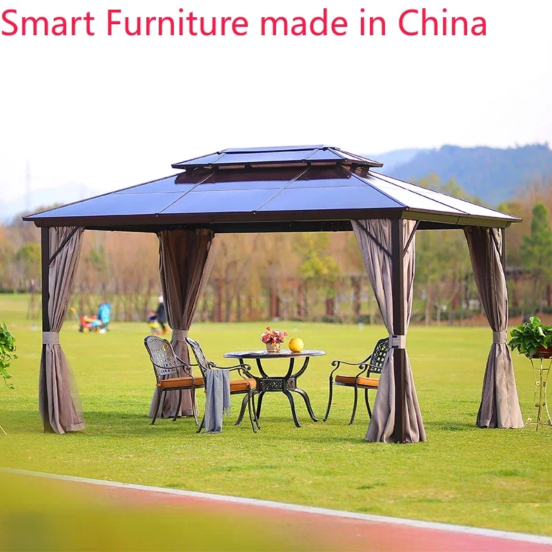 

Pavilion courtyard outdoor tent tea pavilion four corners antiseptic wood pavilion grape frame antiseptic wood outdoor courtyard