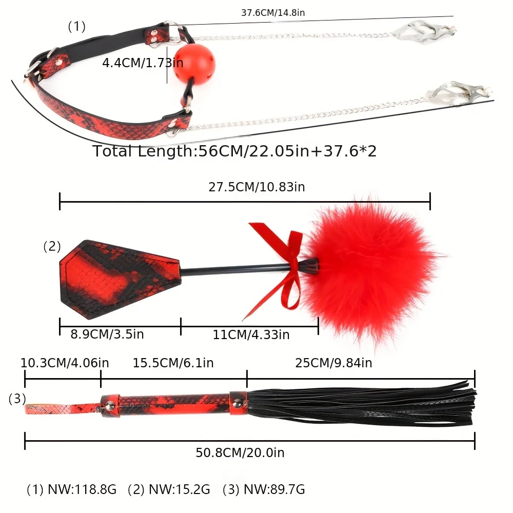 مجموعة عبودية الجنس مع سوط بالفم ، ريشة ، بديل BDSM ، مجموعة قيود للكبار ، ألعاب للنساء والأزواج