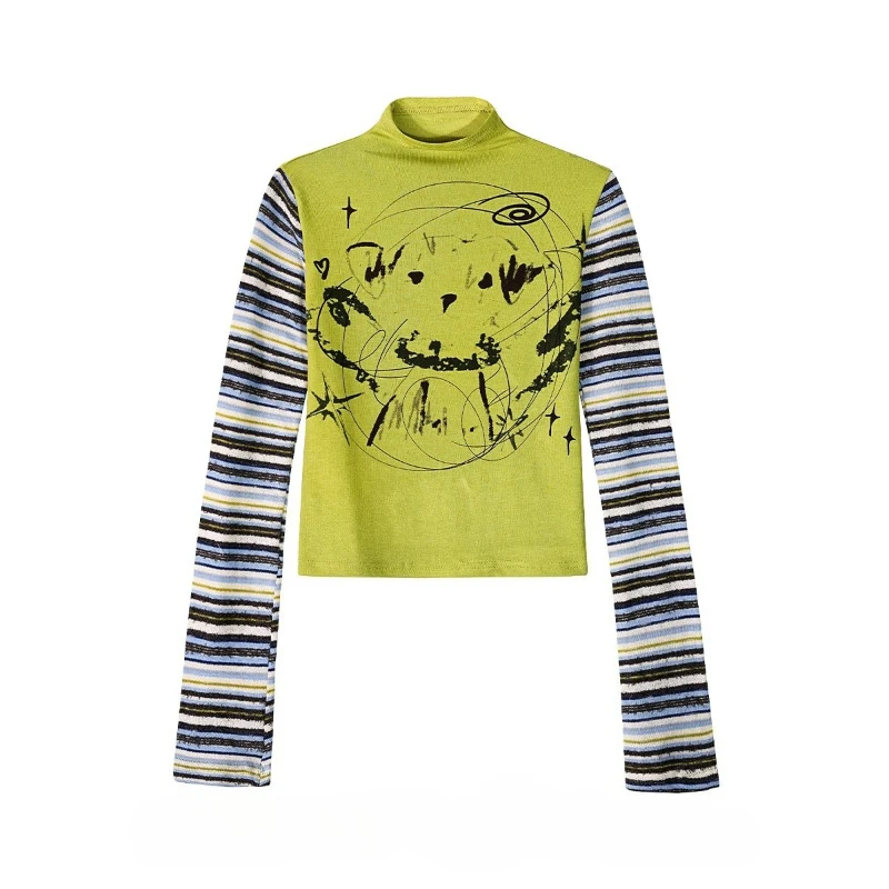 

Deeptown Y2k Juminocore T Shirts Women Harajuku Japanese Style Striped Tees Vintage 2000s Long Sleeve Graphic T-Shirt Aesthetics